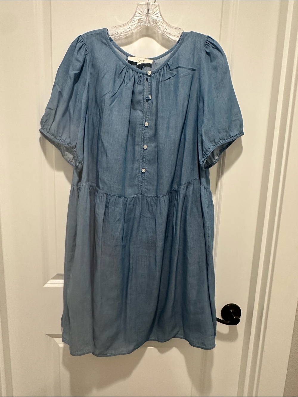 LOFT Light Blue Chambray Button-Front Top